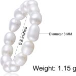InzheG Stretch Freshwater Pearl Rings with 14k gold plated Beaded Adjustable Stackable rings Holiday Gift for Women Girls - Image 2